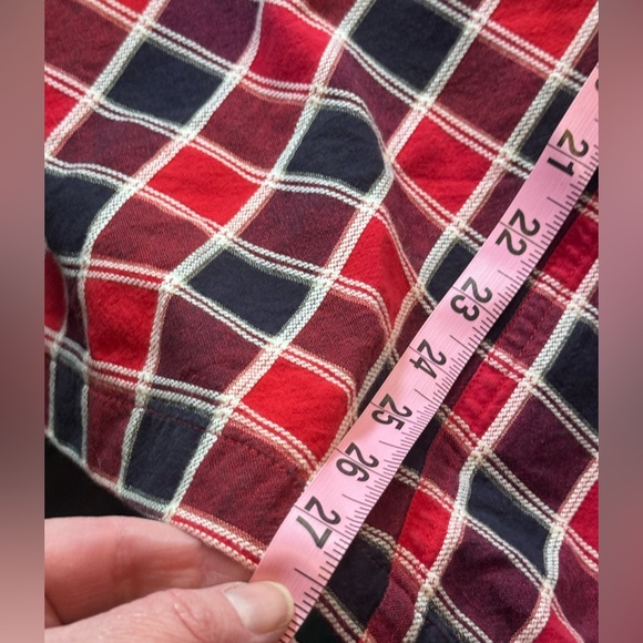 Carolina Colors Plus Red Plaid Zip Front Top 28W Short Sleeve Cotton - Picture 9 of 11